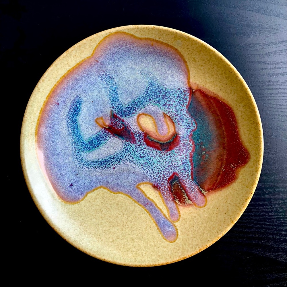 💢 SOLD💢 ARTISAN POTTERY LARGE CERAMIC PLATE BY M. HASSIKI 💢 SOLD💢